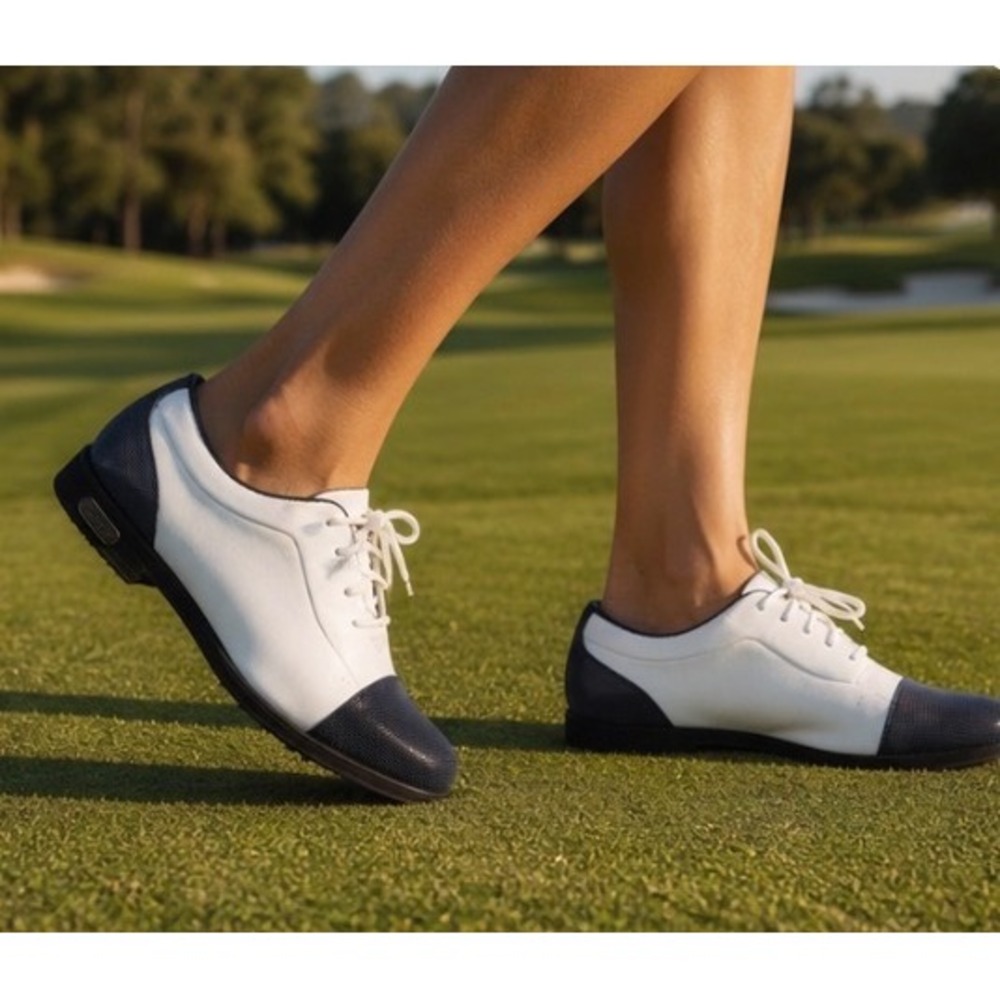 Vintage FootJoy Europa‎ Collection Women's Golf Shoes White Black Saddle Style